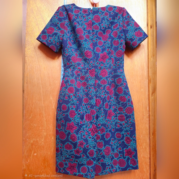 J. Crew Blue and Red Floral Midi Dress - Picture 2 of 4